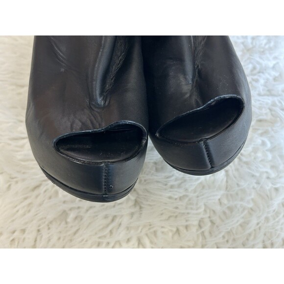 BALENCIAGA Women’s Size Size 6 (36) Black leather platform Mules Peep Toe Chunky - Picture 10 of 16